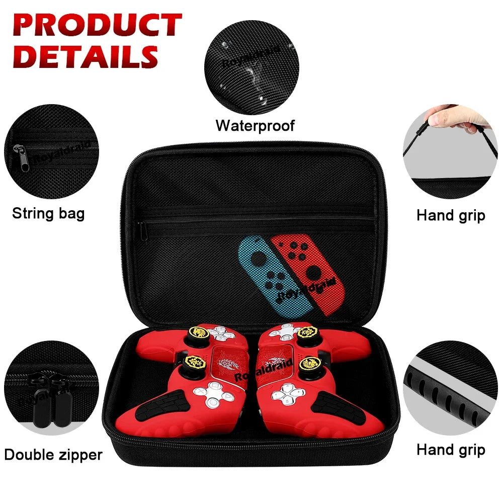 New PS5 Dual Controller Storage Bag – Portable Shockproof Travel Case for PS5, PS4, Switch Pro & Xbox Series Gamepads