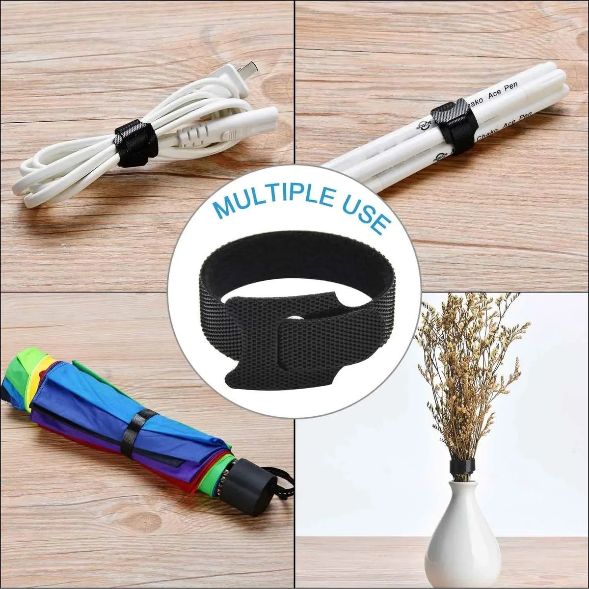 100PCS Reusable Nylon Cable Ties – Adjustable Cable Organizer Straps for Wire, Mouse & Earphone Management