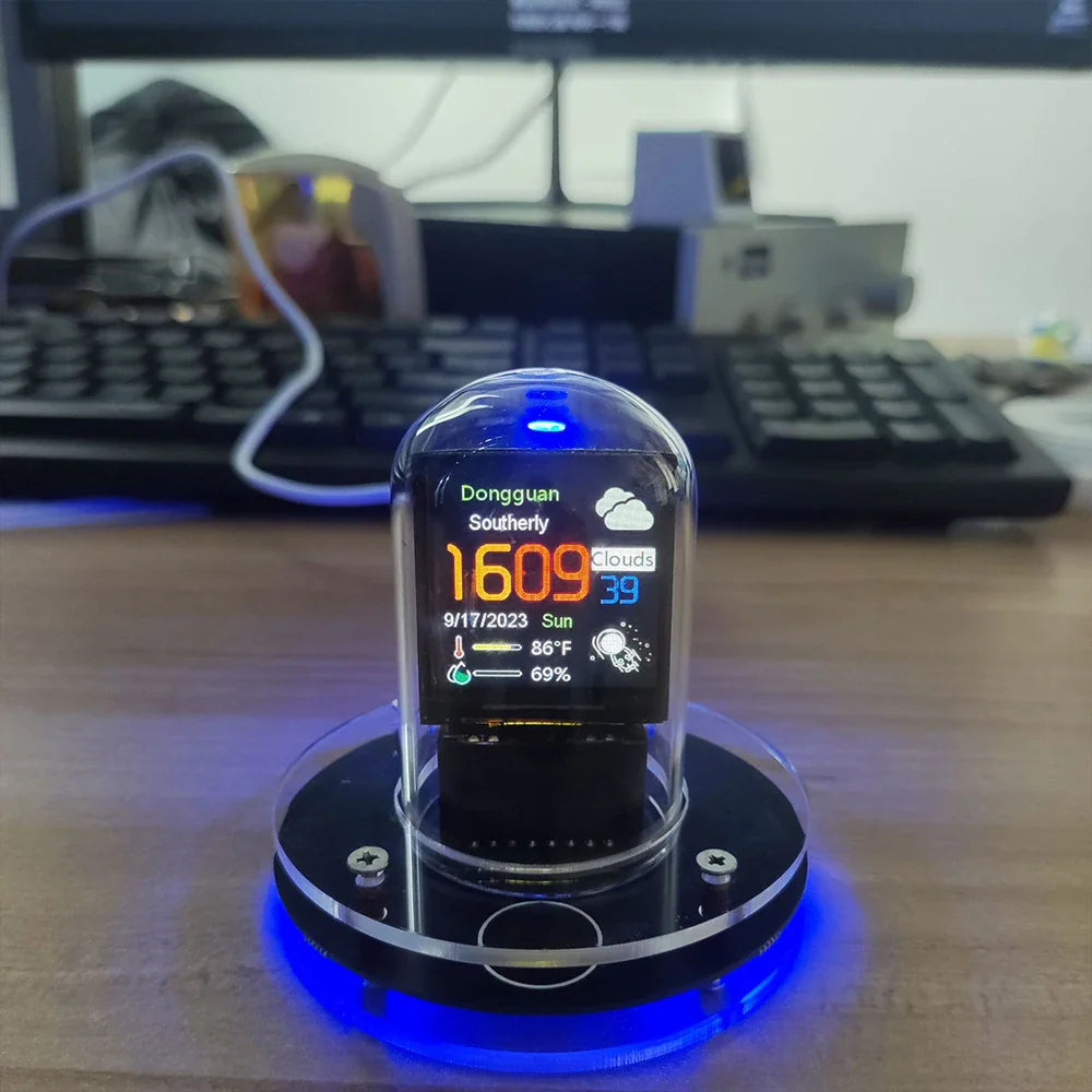 DIY Nixie Tube Clock Smart WiFi Cyberpunk Style Digital Glow Table Clock with Auto Time Update & Visual Display