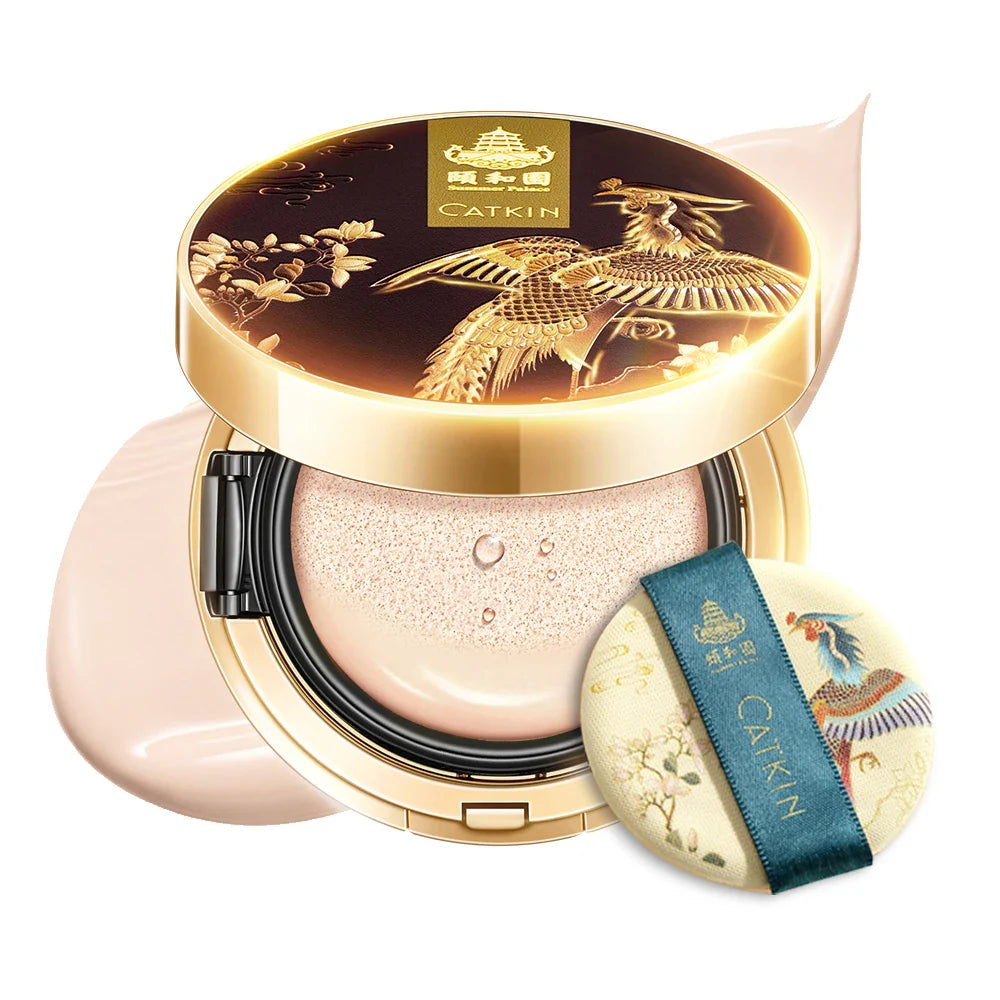 Catkin Phoenix Cushion Foundation – Full Coverage, Sheer Satin Finish, Light Beige with Refill Included