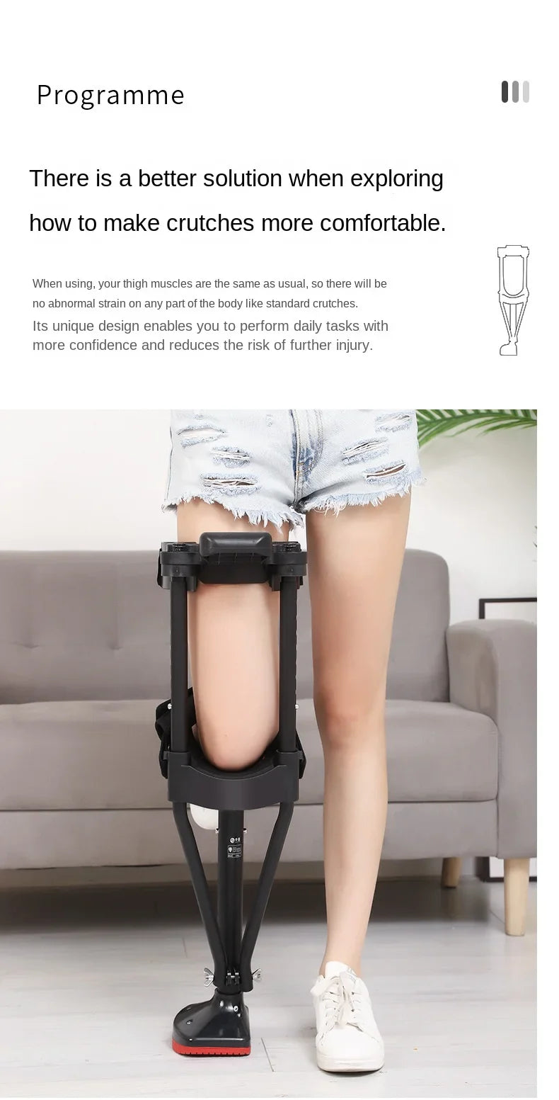 Ergonomic Hands-Free Knee Crutch — Adjustable Adult Mobility Aid for Walking Support
