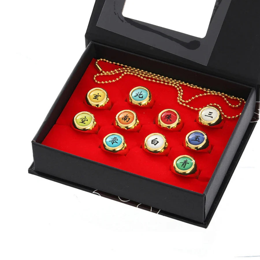 10PCS Bandai Naruto Akatsuki Rings — Itachi Anime Figure Cosplay Accessories, Jewelry & Toys for Boys & Kids Gifts
