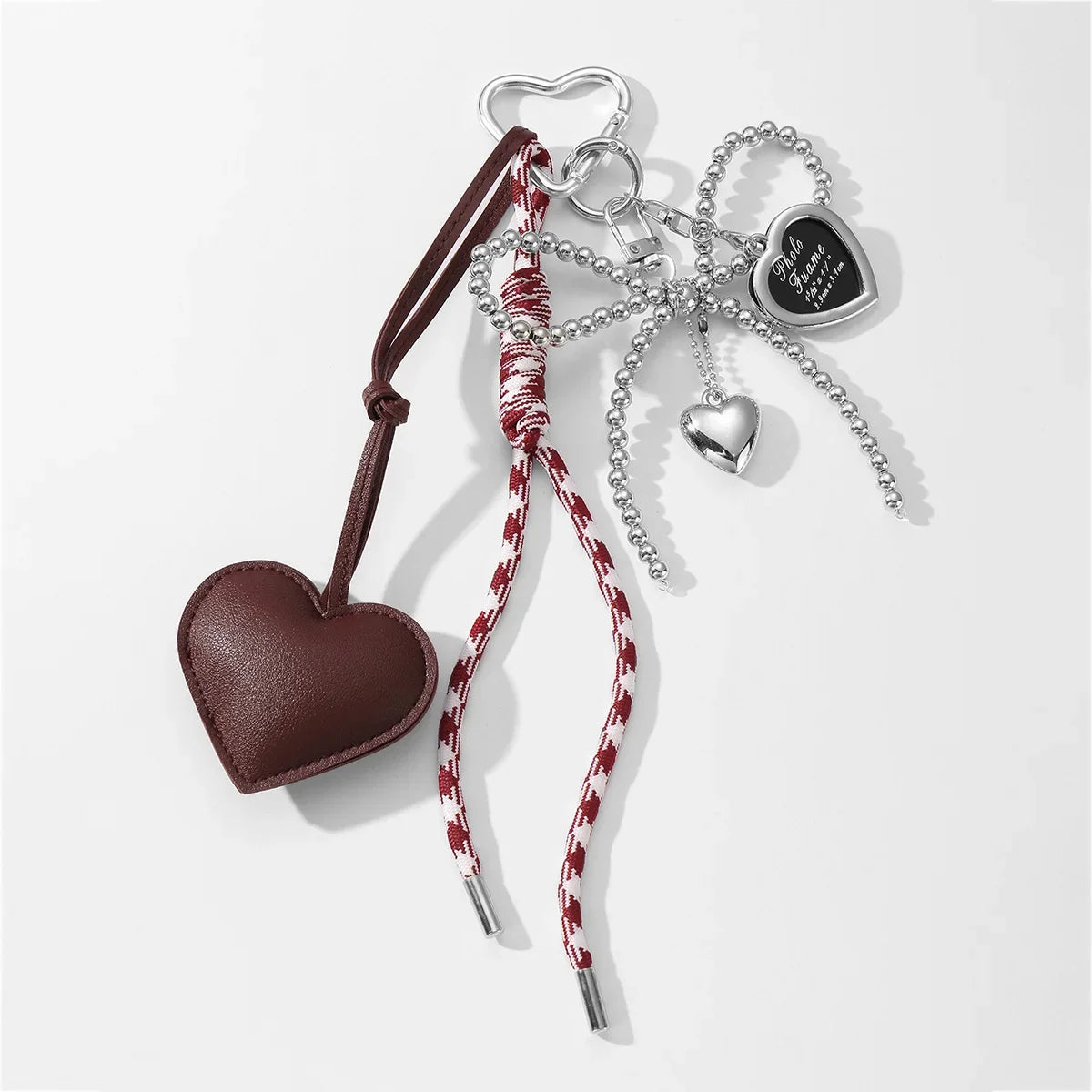 Bow Bag Keychain - Heart Charm Phone Strap Braided Pendant