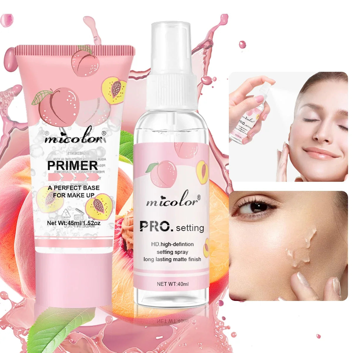 Makeup Primer & Setting Spray Set - Pore-Blurring Base and Long-Lasting Makeup Finish