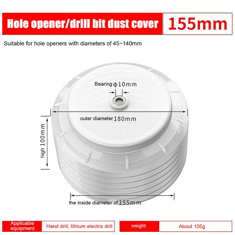 135/155mm Electric Hammer Drill Dust Collector Cover — Dustproof Hole Opener & Drill Bit Protection Hand Tool