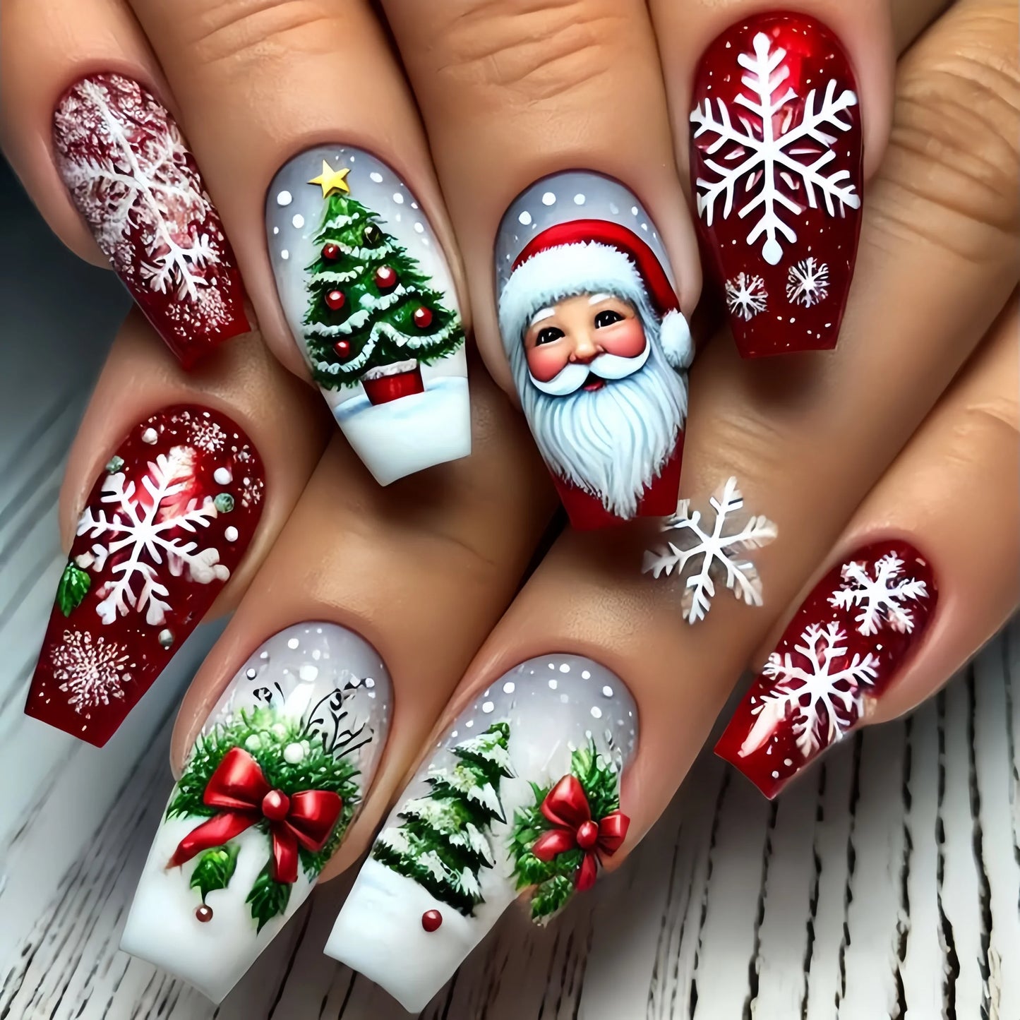 Christmas 3D Nail Art Stickers – Santa, Snowman, Tree, Snowflake & Holiday Designs