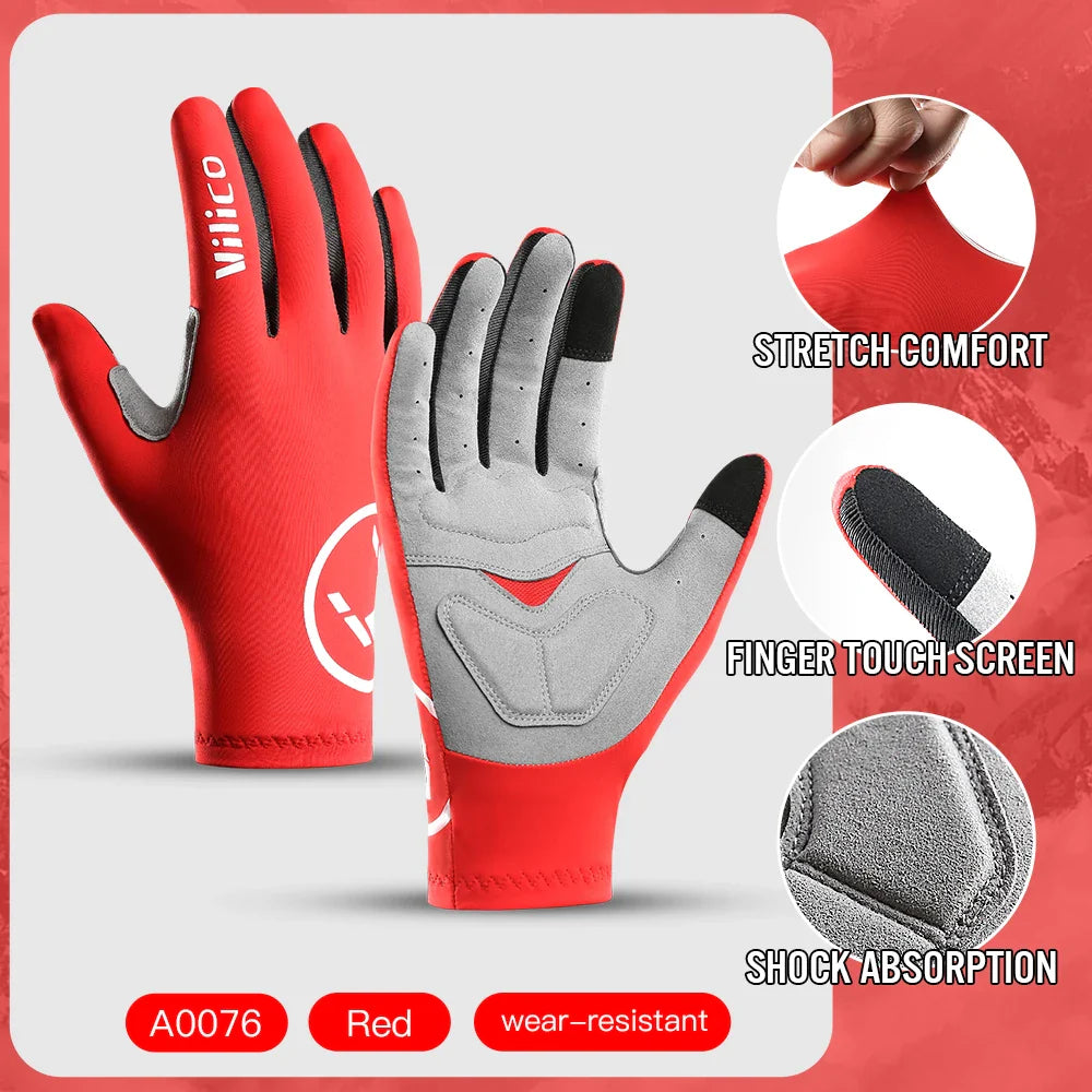 Touch Screen Cycling Gloves – Full & Half Finger Gel MTB Road Bike Gloves for Men & Women, Shock-Absorbing Racing & Sports Bicycle Gloves