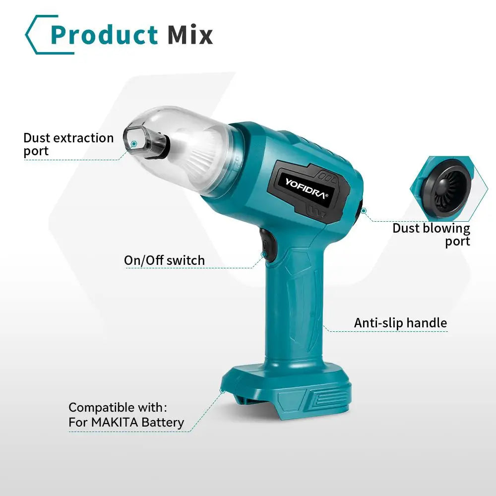 Mini Electric Handheld Vacuum Cleaner – Strong Suction Wireless Home Cleaner & Blower with 7 Nozzles for 18V/21V Battery