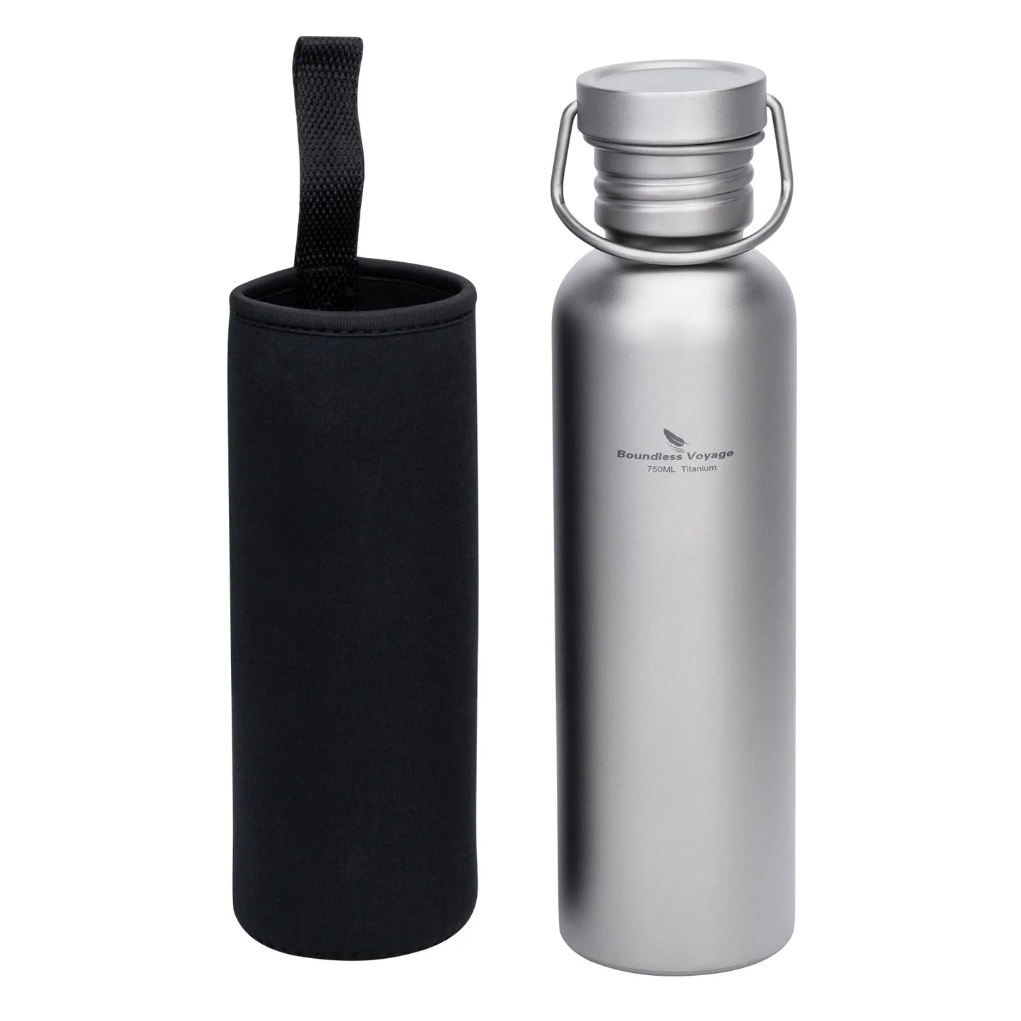 Wide Mouth Titanium Water Bottle - Reusable Sports Drinking Bottle for Camping, Hiking, Climbing, Running & Travel