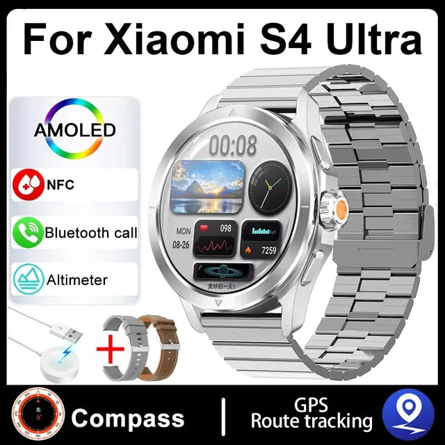S4 Ultra Xiaomi Smart Bracelet — AMOLED HD Screen Men’s Watch with Bluetooth Call, GPS, NFC, Heart Rate & Compass Tracking