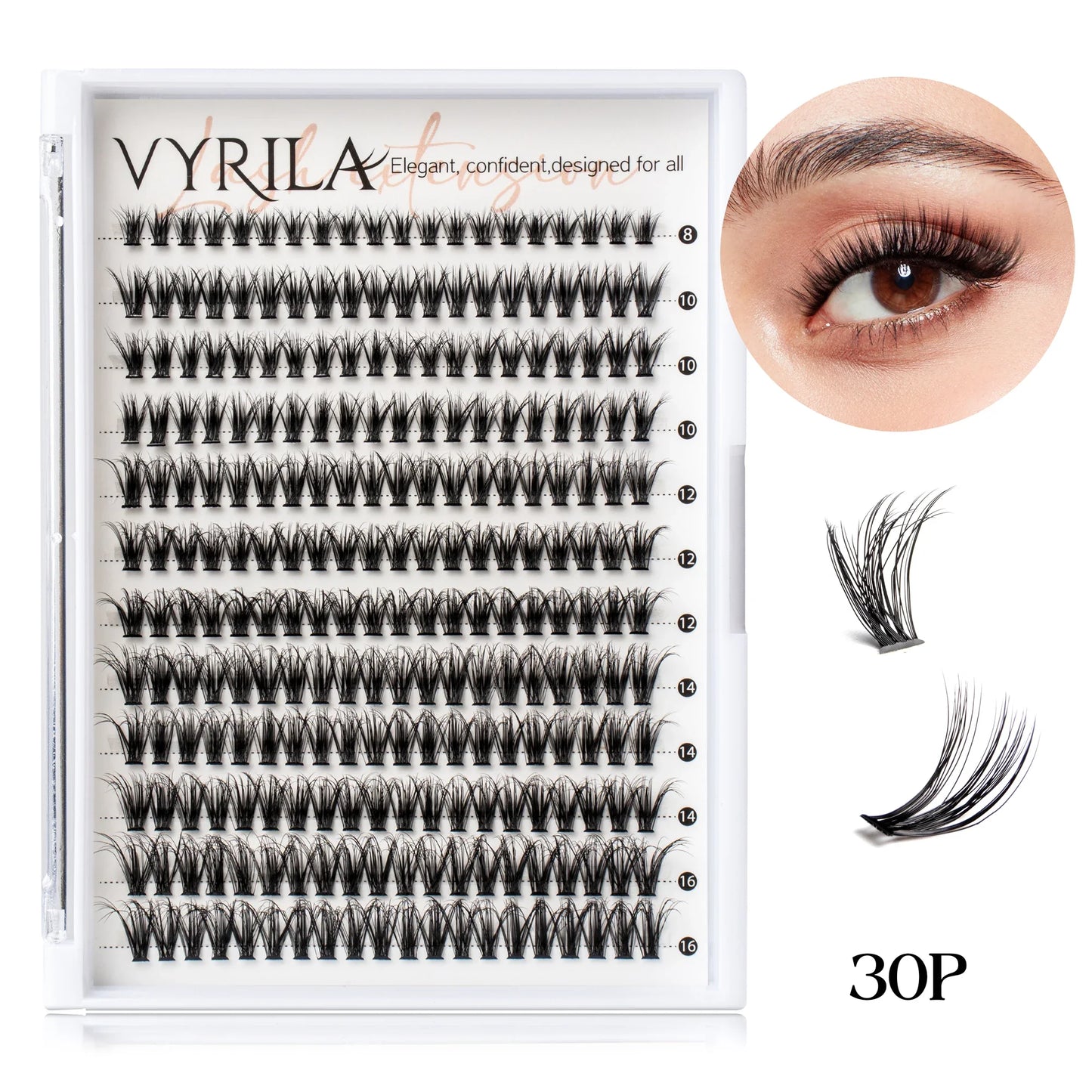 Individual Cluster Lashes C Curl – 3D Wispy DIY Extensions, 0.1mm Thin Band, Reusable & Natural
