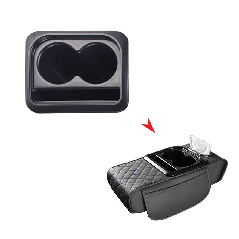 Universal Car Cup Holder & Center Console Armrest Pillow – Water Bottle & Phone Storage Organizer