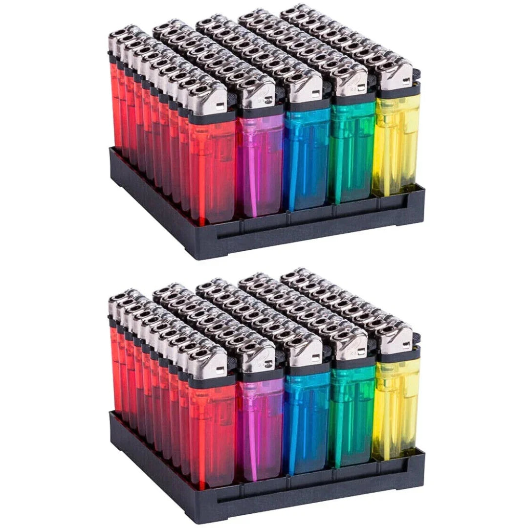 50-Pack Transparent Torch Lighters with Grinding Wheel – Disposable Flame Lighters for Everyday Use