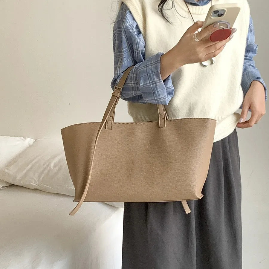 Women's Casual PU Leather Tote Bag – Soft Shoulder Handbag Large Capacity Shopper Purse 2026 New