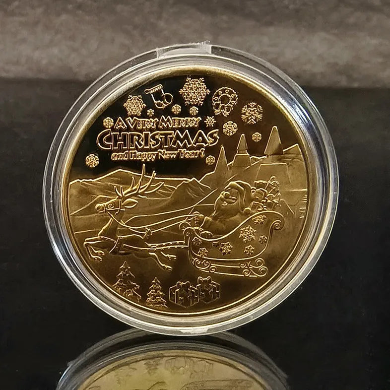 Merry Christmas Wishing Coin – Metal Commemorative Gift for Kids Xmas Eve Holiday Present