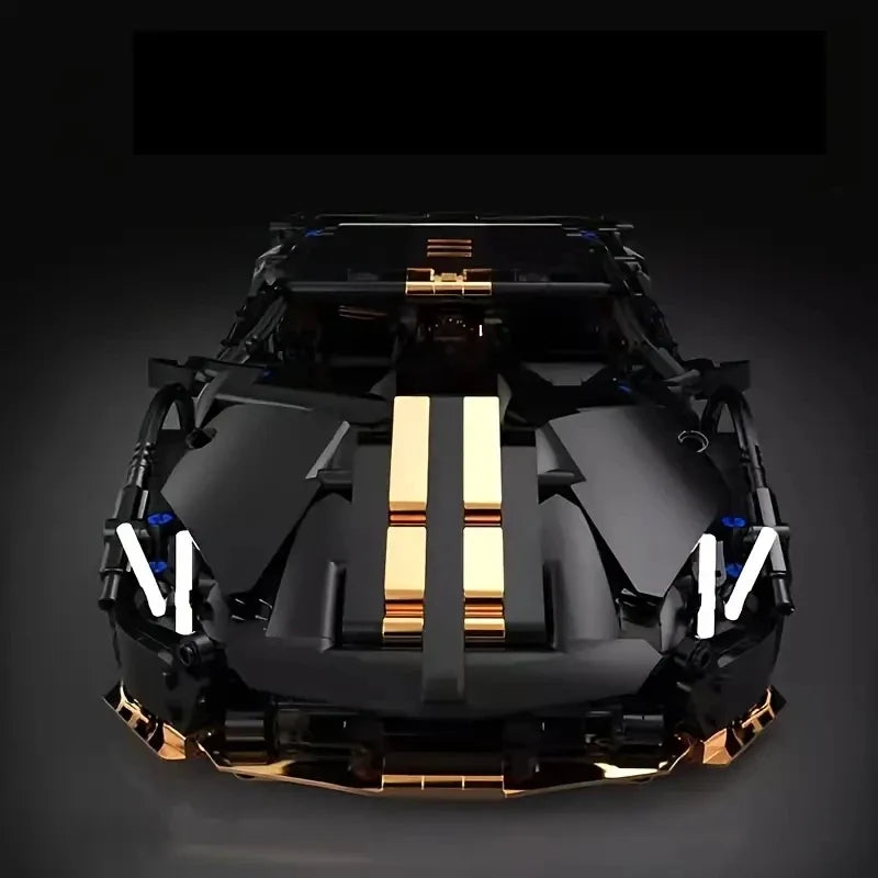 1:14 Scale Black Sports Car Building Block Set for Adults 14+, Collectible DIY Model Car Kit for Home Decoration & Gift Display
