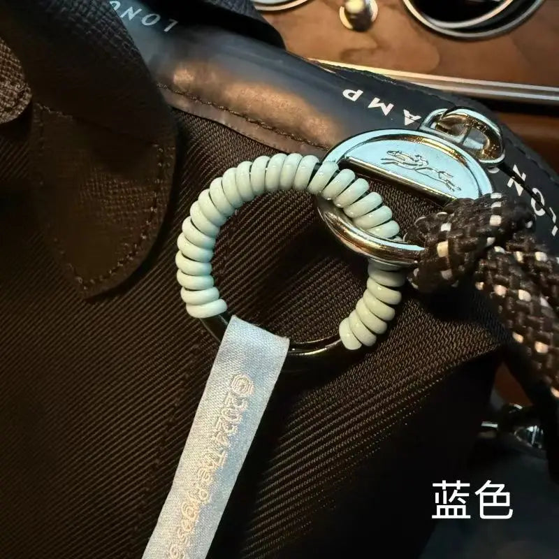 Labubu Anti-Drop Silicone Keychain — Colorful Winding Rope with Protective Ring, Fixed Safety Buckle