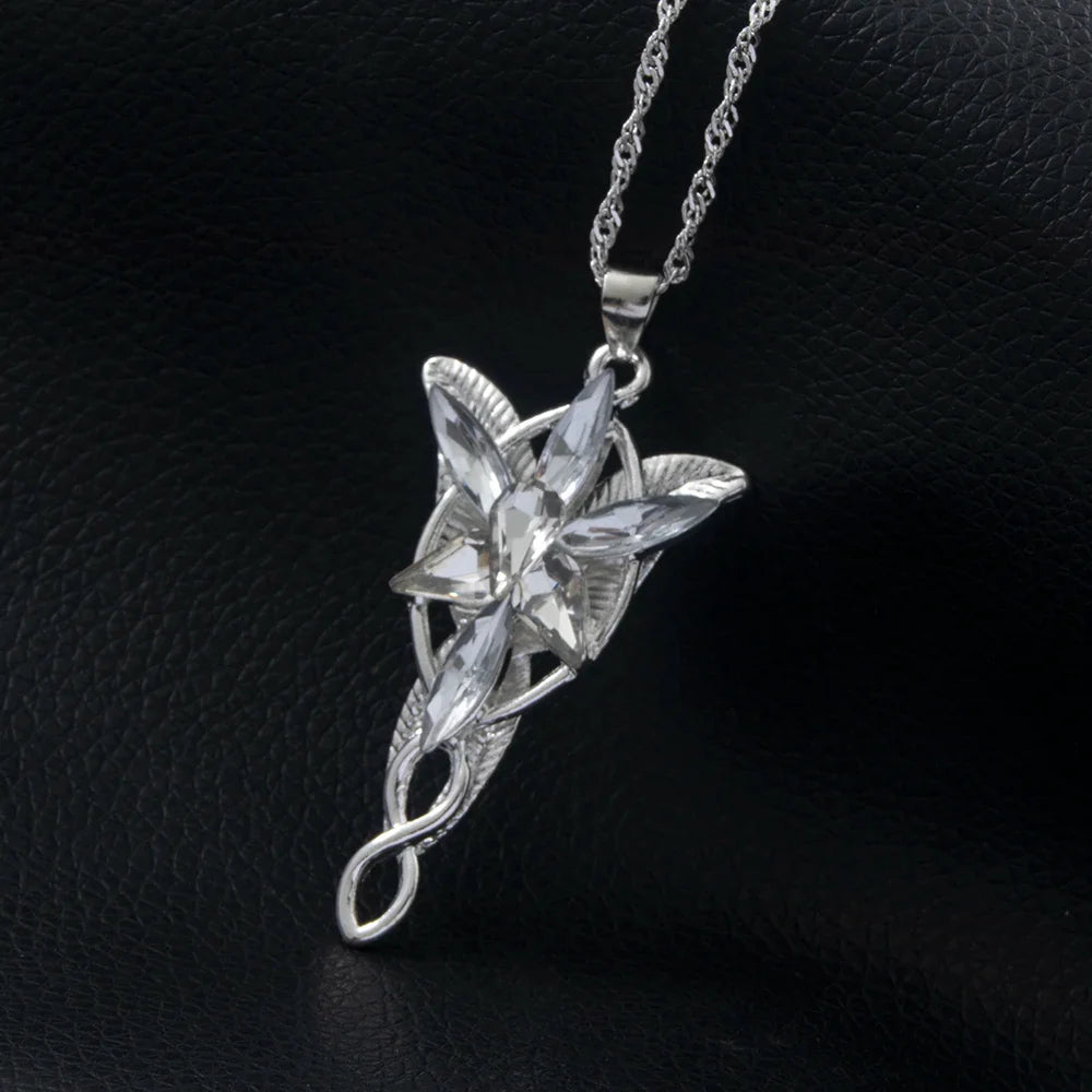 Lord of the Rings Arwen Evenstar Necklace – Elf Princess Crystal Pendant Choker Jewelry Gift for Women