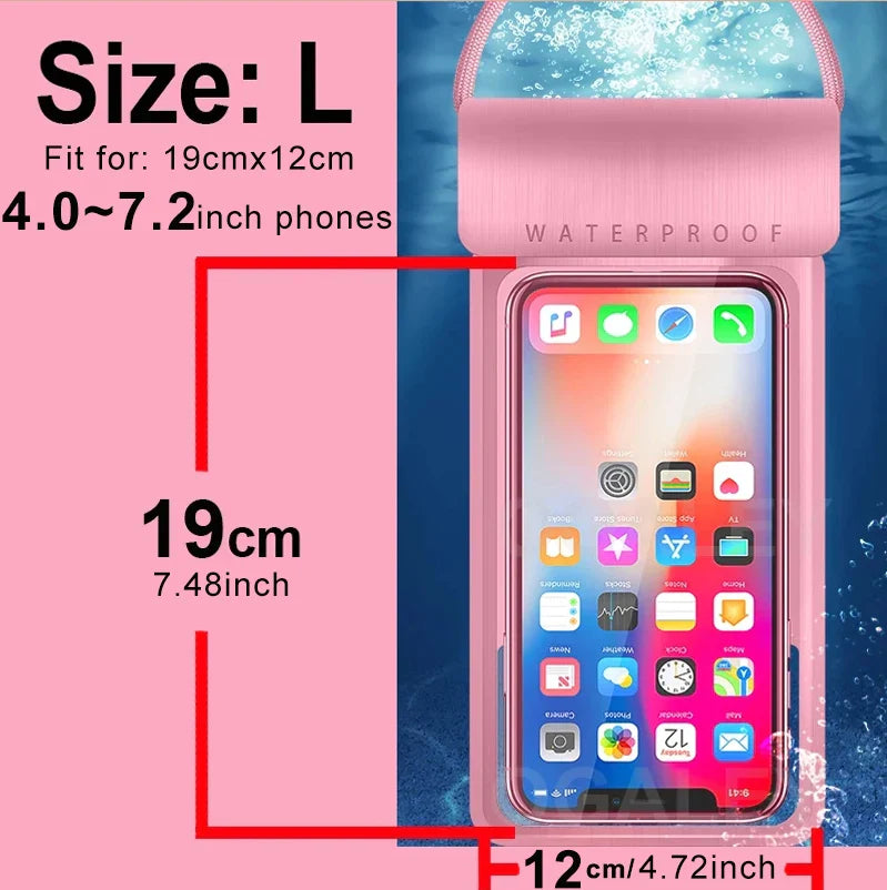 IPX8 Universal Waterproof Phone Pouch – Dry Bag Case for iPhone 16/17 Pro Max, Xiaomi, Samsung
