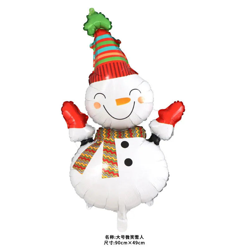Merry Christmas Foil Balloon Set – Santa Snowman Christmas Tree Elk Cartoon Party Decorations Supplies