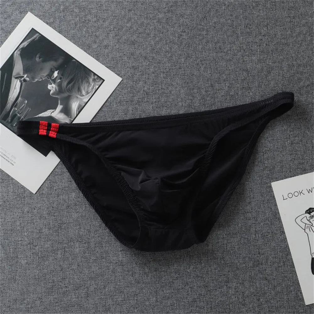 Men’s Ice Silk Low Waist Underwear – Breathable Translucent Comfort Bikini Briefs with Support Pouch (M–XXL) Fitness Fit