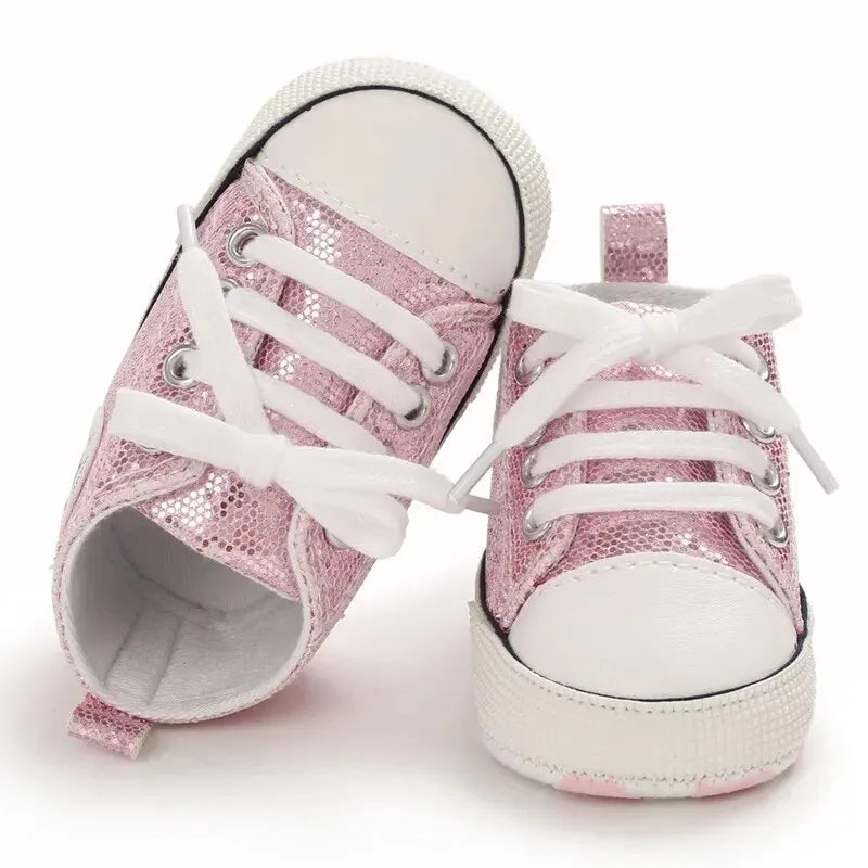 Meckior Baby Flash Canvas Sneakers – Infant First Walkers Soft Sole Anti-Slip Shoes for Boys & Girls