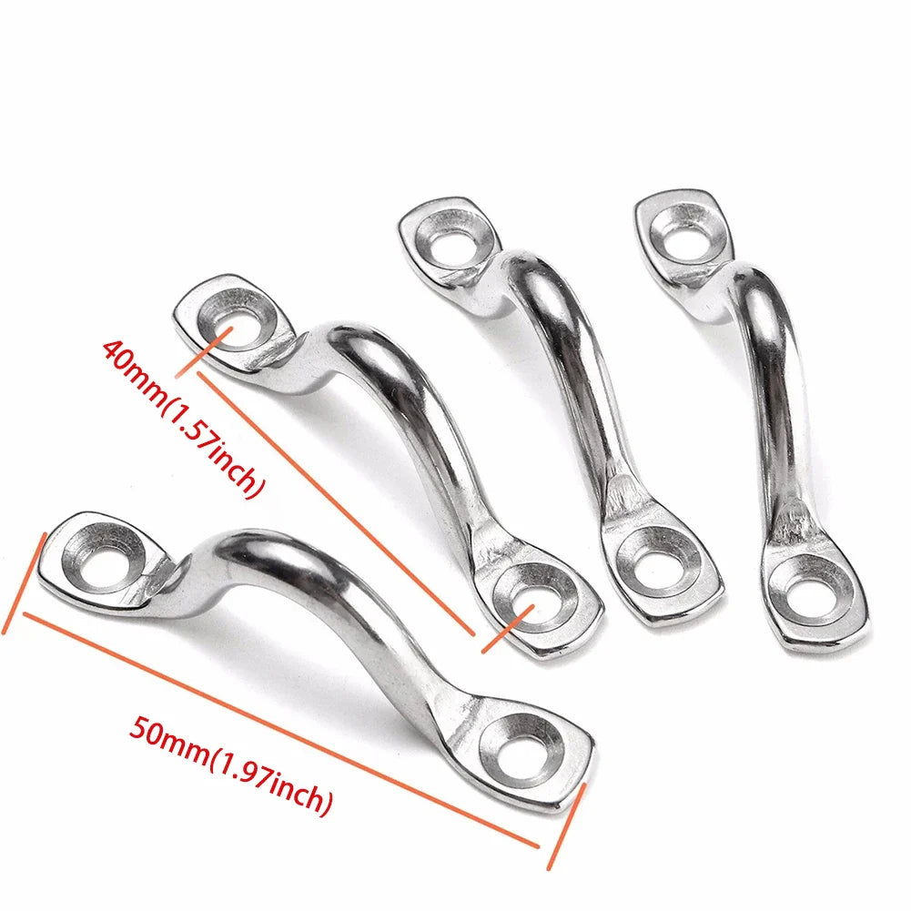 4pcs 5mm Stainless Steel Wire Eye Straps - Marine Grade 316 Handle Hooks for Boat Canopy, Engines, and Tie Down Fenders