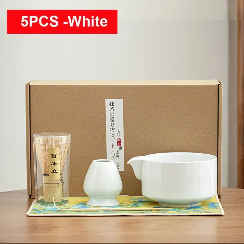 4/6Pcs Bamboo Matcha Tea Whisk Set – Scoop, Brush, Strainer & Bowl for Japanese Tea Ceremony