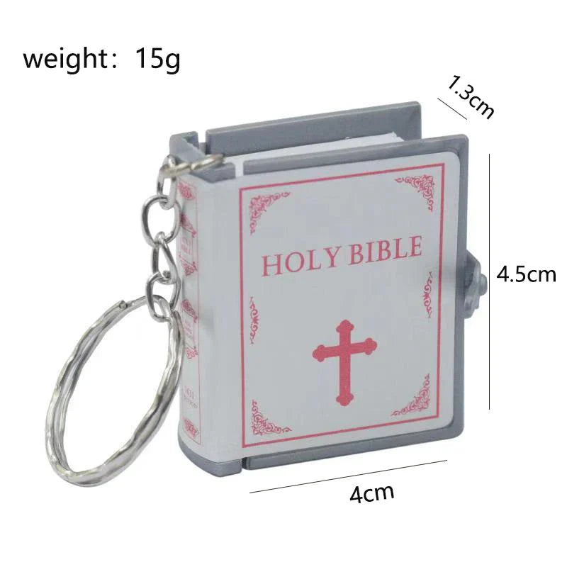Mini English Holy Bible Keychain - Christian Jesus Cross & Muslim Keyring, Prayer God Bless Charm for Women’s Bag