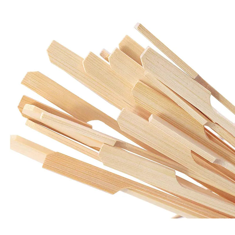 100Pcs Disposable Bamboo Skewers - Natural BBQ Tools, Barbecue Bamboo Sticks for Kabob, Fruit, Cocktail Parties, Camping BBQ Accessories
