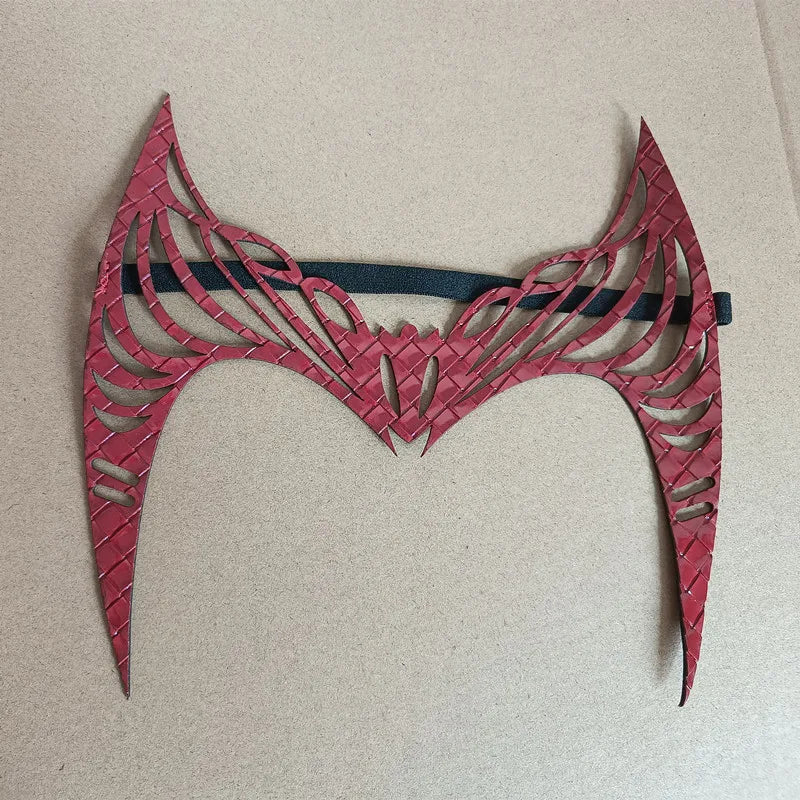 Scarlet Witch Cosplay Headband & Mask — Leather Face Cover for Adult Halloween, Superhero Costume & Party Props