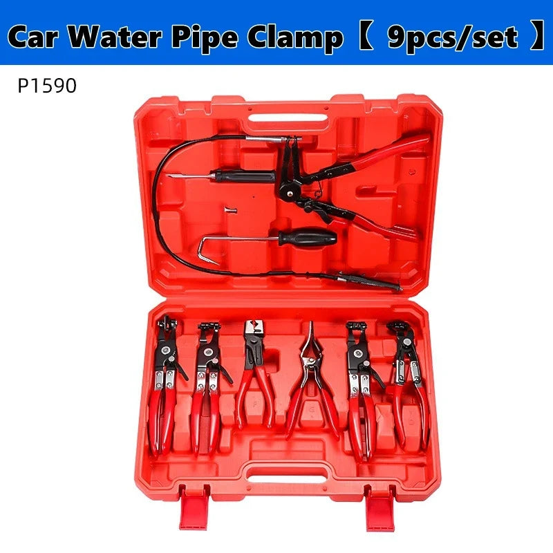 Long Reach Hose Clamp Pliers Set - Automotive Tool for Fuel, Oil, Coolant, Radiator & Water Hoses