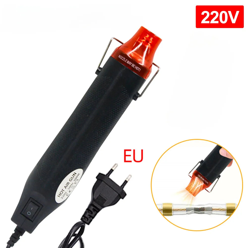 220/110V Hot Air Gun DIY Tool - Mini Soldering Blower with Temperature Control, Shrink and Supporting Seat for Crafts