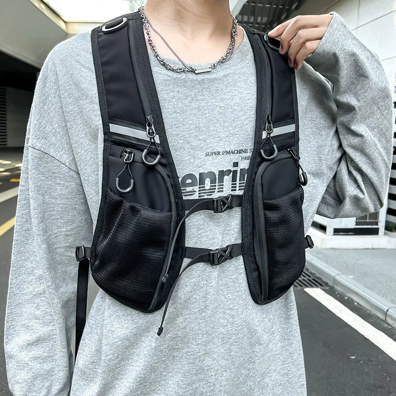 Hip-Hop Streetwear Chest Rig Bag for Men — Waterproof Tactical Vest Pack with Nylon Pockets for Fashion & Functional Storage