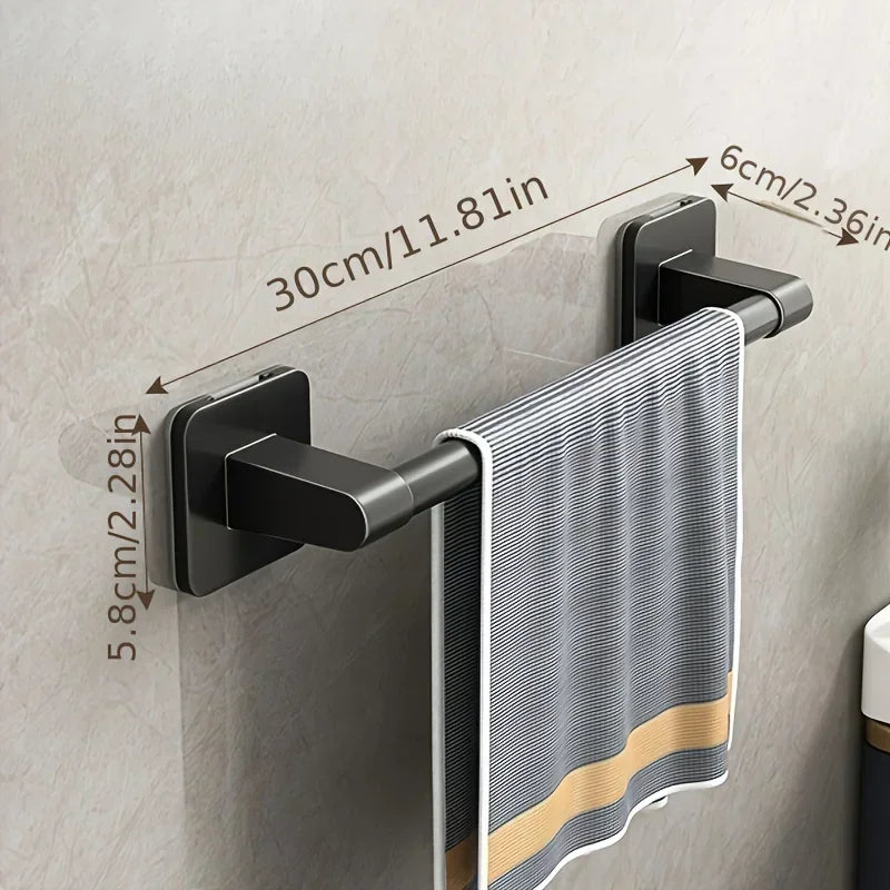 6-Piece Self-Adhesive Bathroom Towel Rack Set – No-Drill Towel Holder Hooks & Shelf