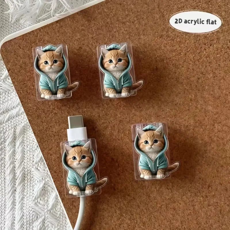 2PCS Cartoon Cat Cable Protectors - Cute Type-C Charging Cord Saver for Preventing Cable Breakage