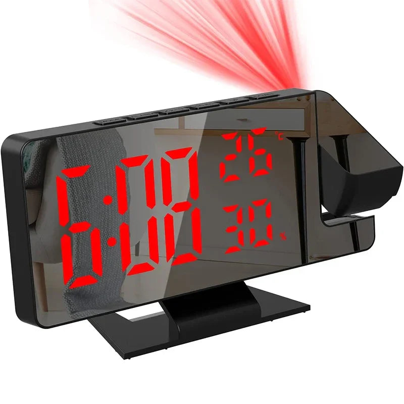 LED Digital Projection Alarm Clock – Ceiling Projector with Time, Temperature Display, Backlight & Snooze Function for Home