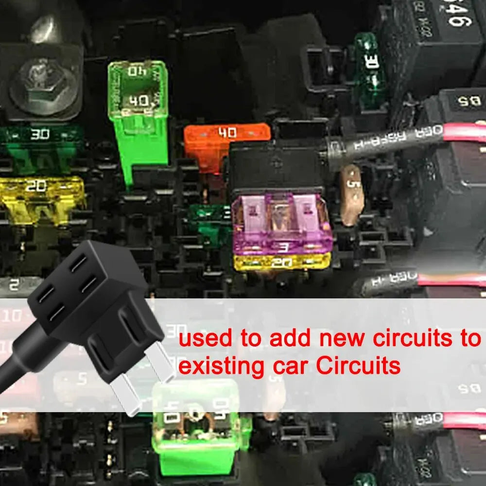 5 Pcs Add-a-Circuit Adapter - APM Tap Mini Blade Micro 12V Car Fuse Box Holder, Auto Insurance ATM Adapter