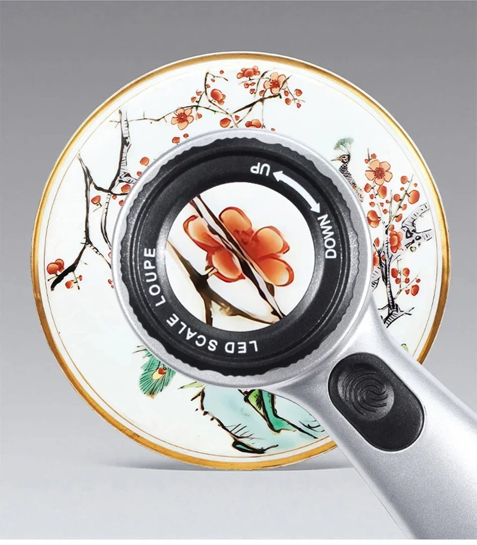 Rechargeable 30X Handheld Magnifying Glass – LED Illuminated Loupe with 4 Light Modes for Jewelry, Reading & Seniors