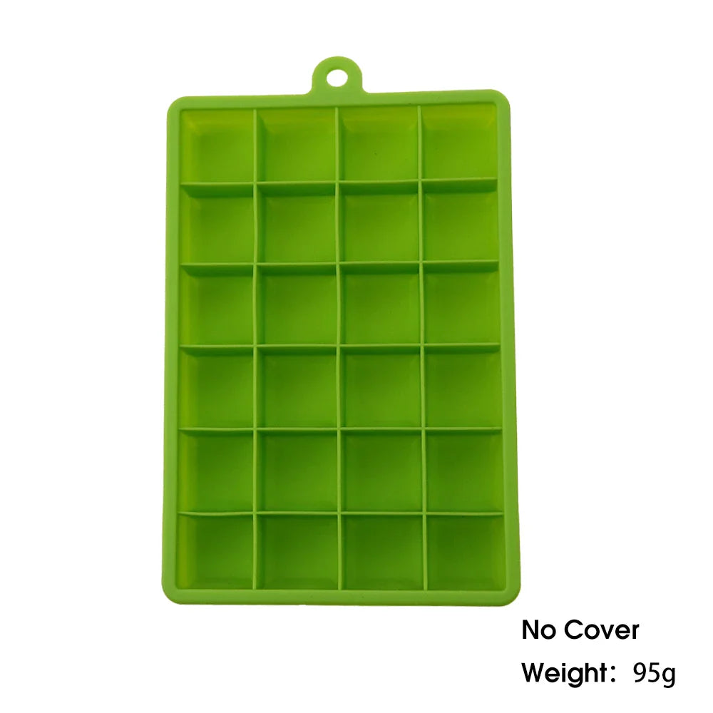 24-Hole Silicone Ice Tray — Square Mold for Ice, Food, Cheese, Jelly, with or without Lid