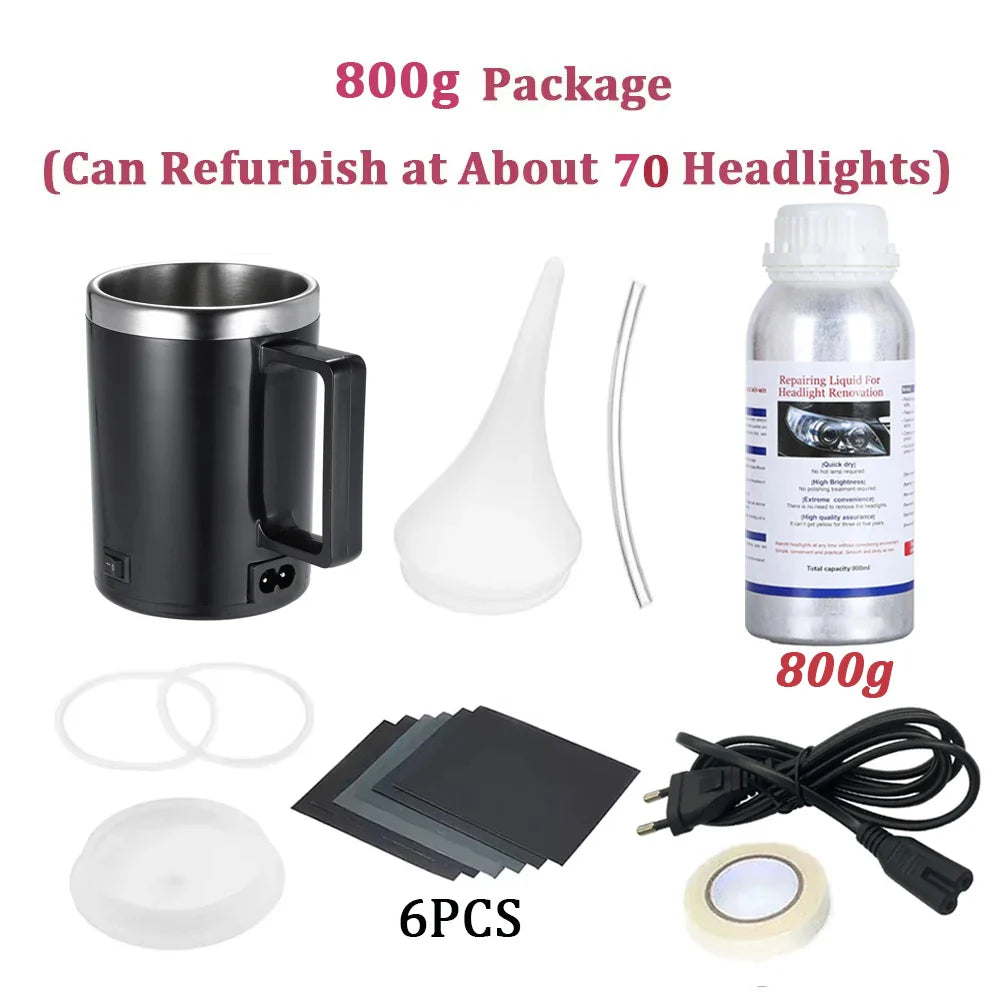 Car Headlight Restoration & Polishing Kit – Liquid Polymer Scratch Remover Repair Fluid for Clear Lens Restoration Tool