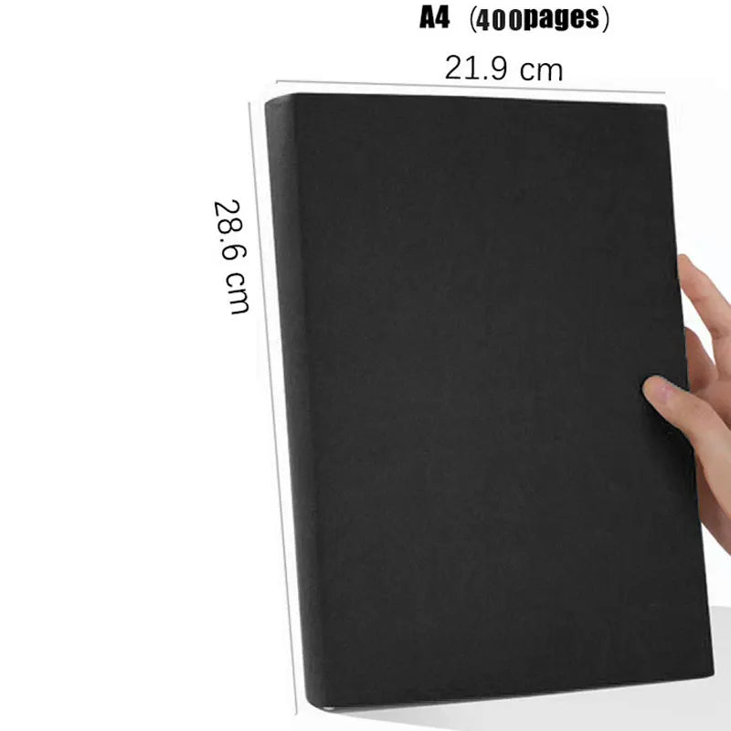 A4/A6 Thickened Leather Notebook – Soft Cover Diary Notepad with Horizontal Lines or Blank Pages, 200/416 Pages