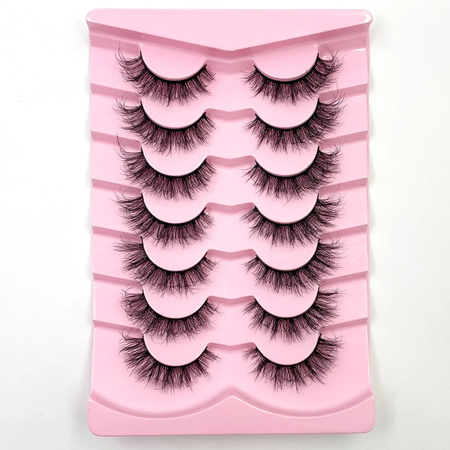 7 Pairs 3D Mink Fur False Eyelashes – Thick Short Dramatic Natural Look Makeup Lashes Wholesale