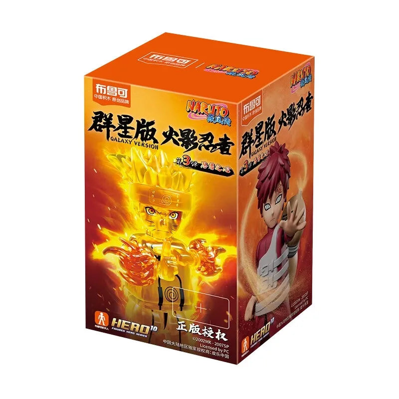 BLOKEES Original Naruto Blind Box – Nine-Tails Chakra Mode Sasuke, Gaara, Kurama, Shikamaru Assembled Action Figure Toy Gift
