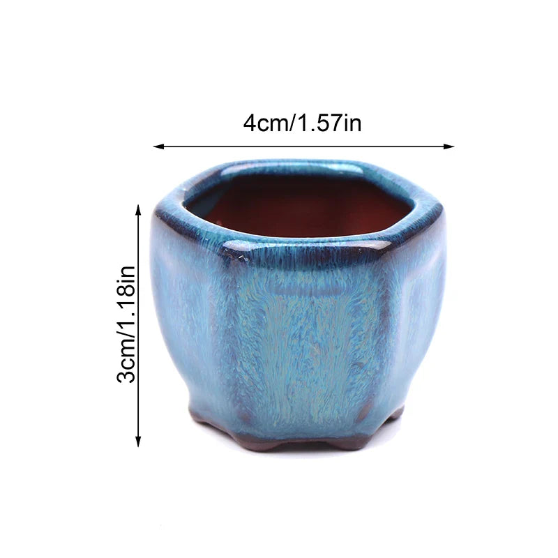 Mini Chinese Style Ceramic Bonsai Pot β Breathable Succulent Planter with Drainage Holes for Home