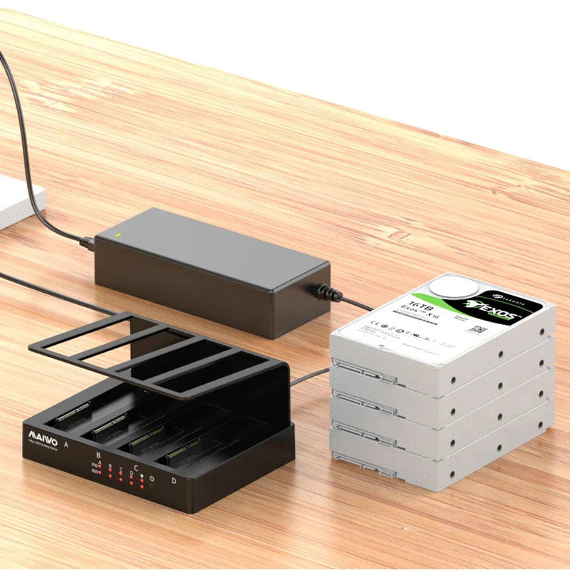 4-Bay SATA to USB 3.0 Hard Drive Enclosure – External Multi-Bay Docking Station for 2.5" & 3.5" HDD/SSD