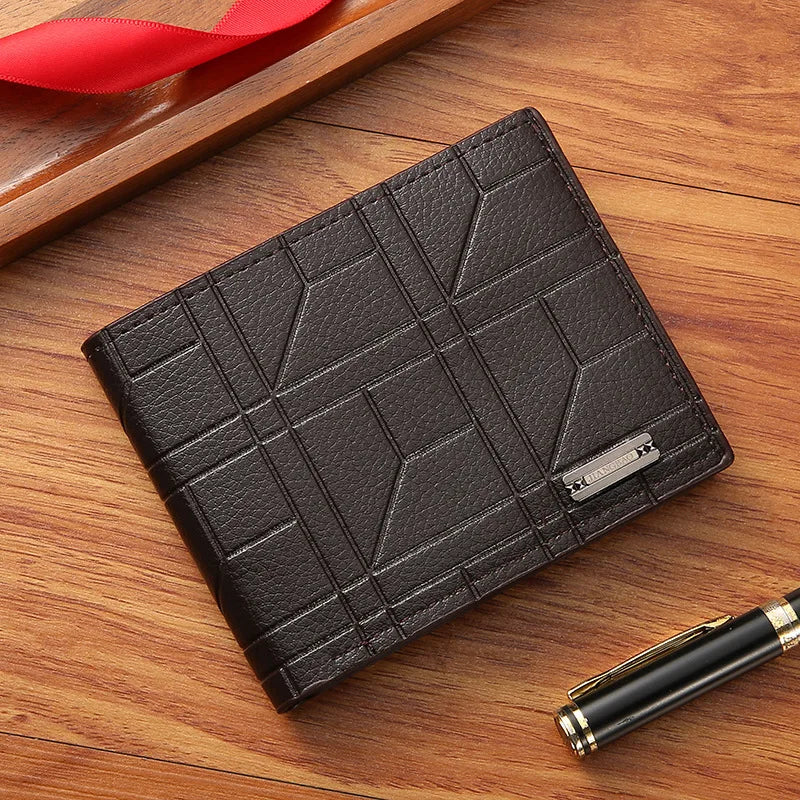 Men’s Slim Leather Bifold Wallet – Minimalist Multi-Card Holder Business Casual Short Wallet with Money Clip