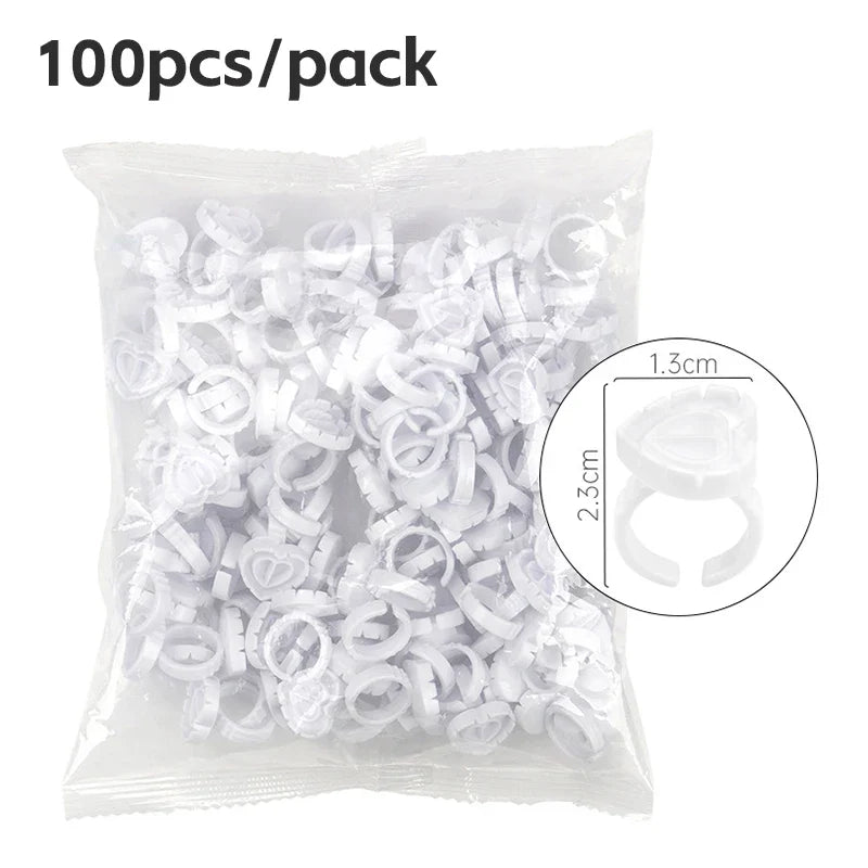 AILEISHI 100PCS Disposable Eyelash Glue Cup Rings – Lash Extension Pigment Holder Tattoo Makeup Tools