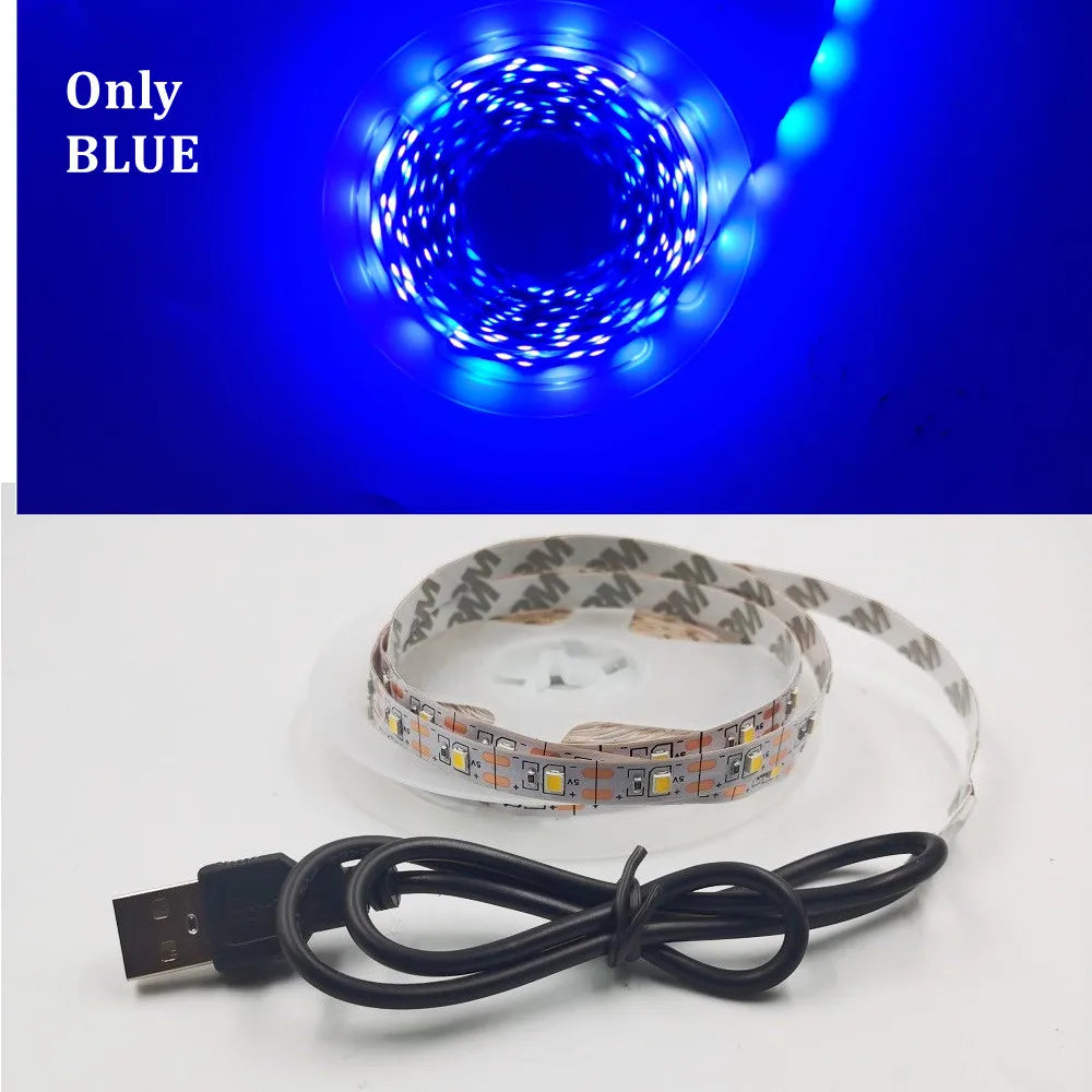 5M USB LED Strip Light - 5V SMD 3528 Waterproof Ribbon Light for Cabinets, Ceilings & Home Decor
