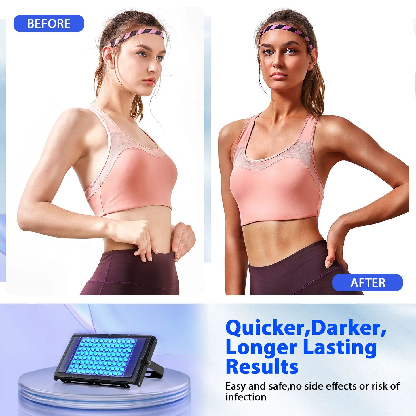 50W UV Tanning Lamp — Tripod Solarium with 48 Blue LEDs (460nm & 480nm) for Body Tanning & Skincare